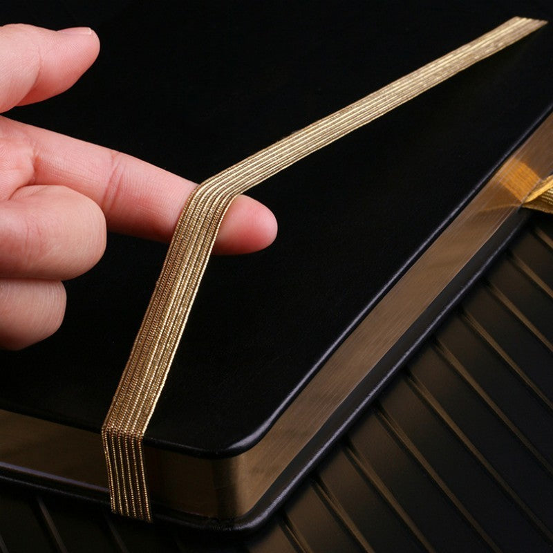 Hardcover Gold Printing A5 Note Book Leather Embossed Logo Black Notebook Journals