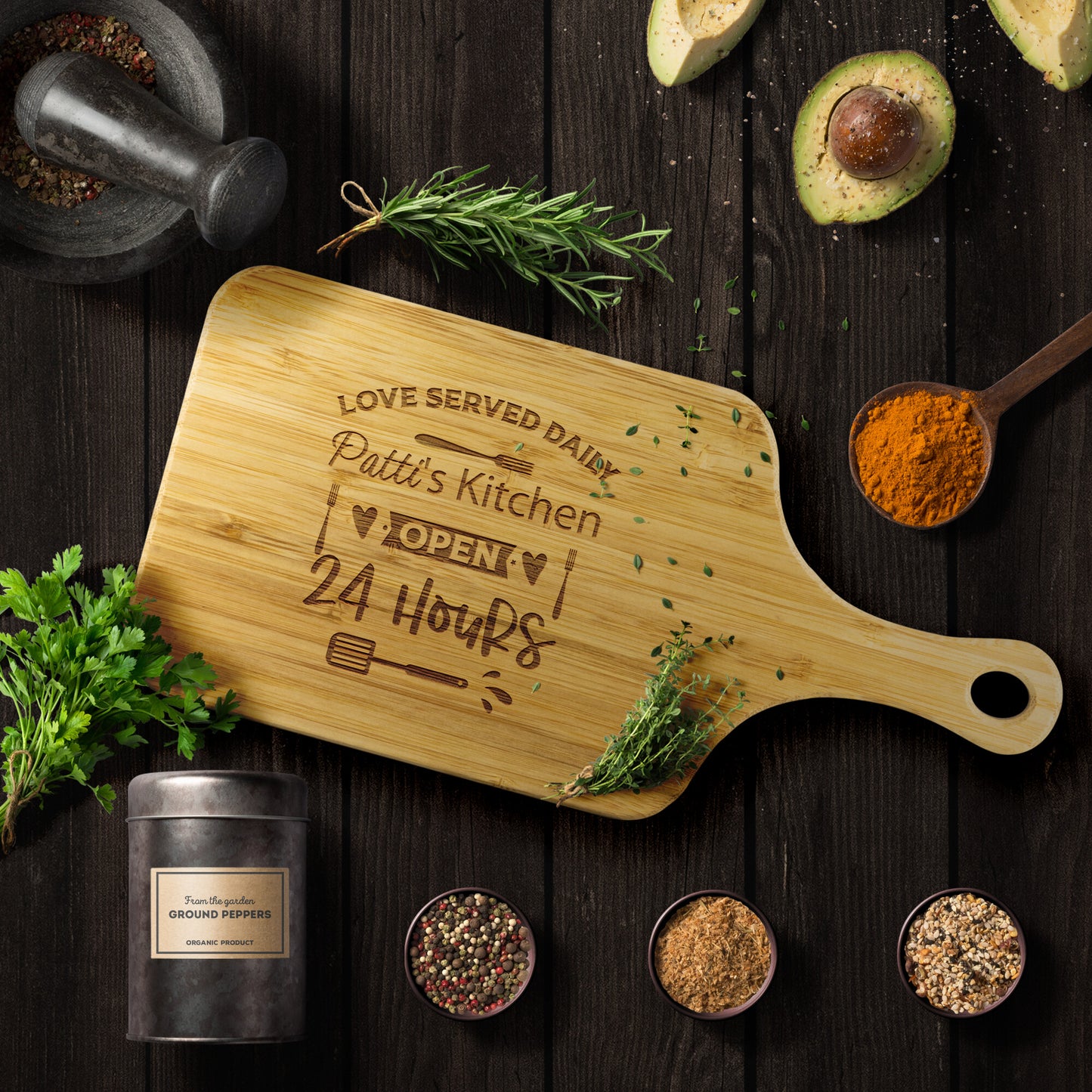 Wood Cutting Board with Handle