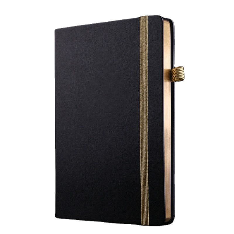 Hardcover Gold Printing A5 Note Book Leather Embossed Logo Black Notebook Journals